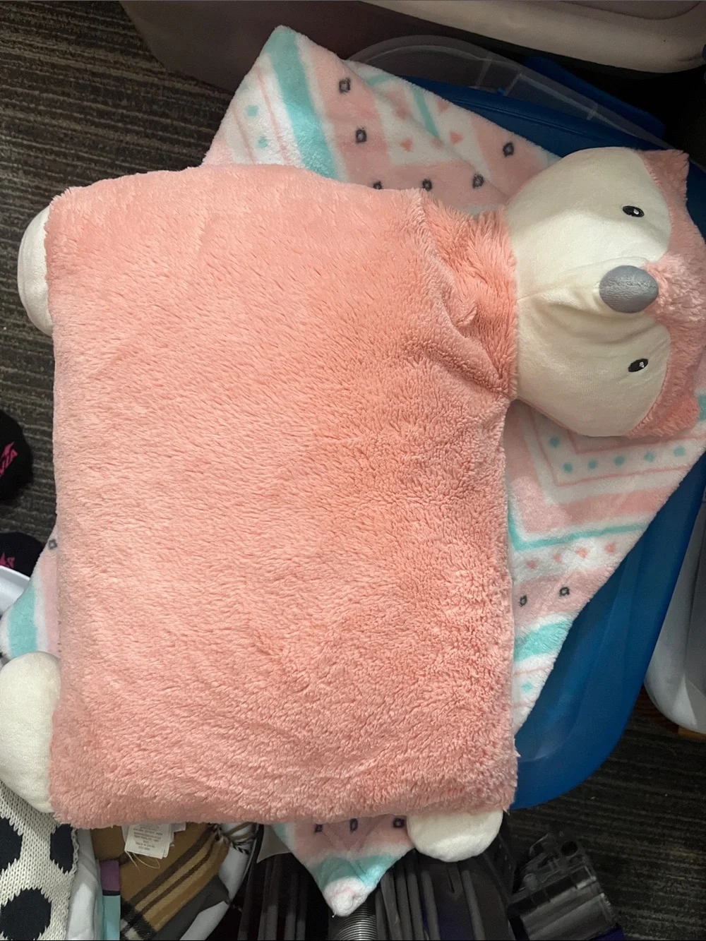 Plush Fox Pillow & Coordinating Pink Fox Throw Blanket Child size /toddler